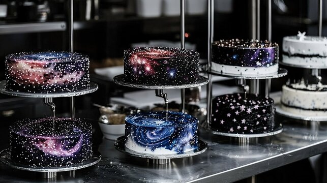 Celestial Cakes Galaxy-Themed Dessert Display on