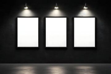 movie poster frame mockup with spotlights from above , 