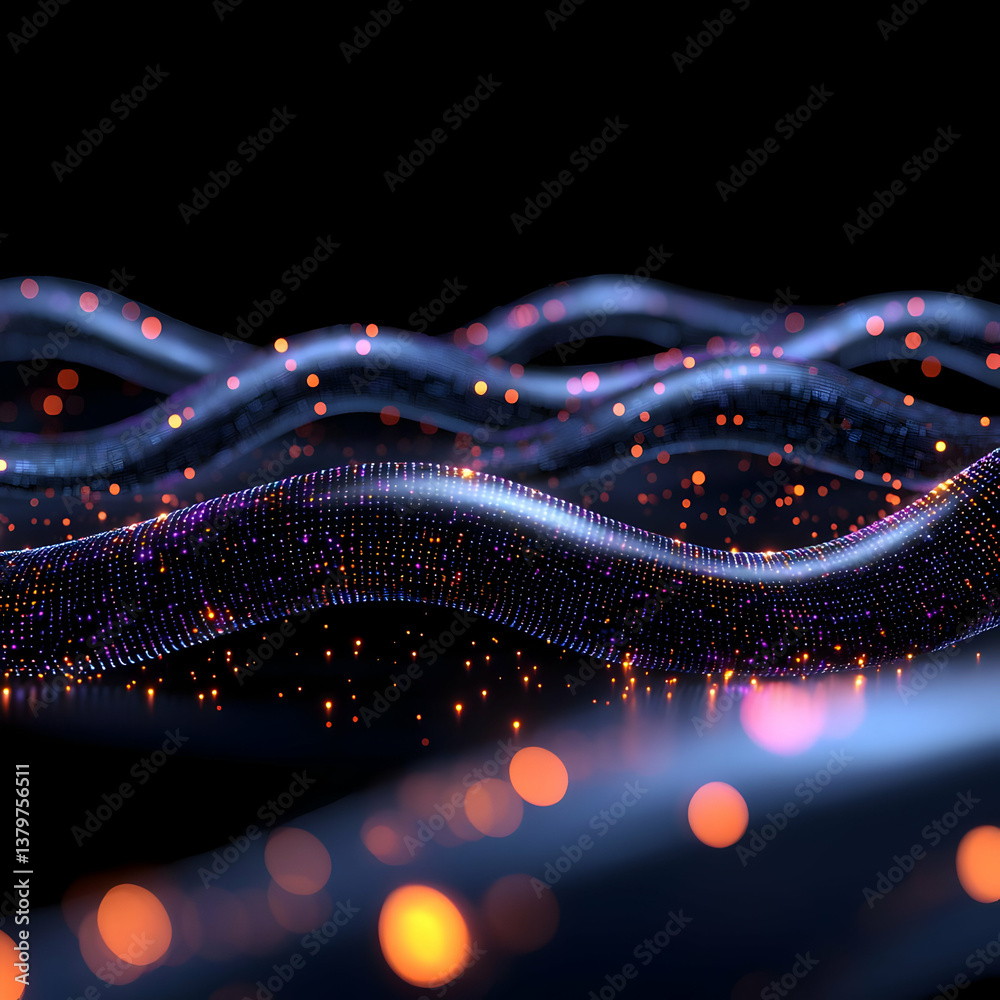 Poster flowing visualization of internet data streams abstract concept