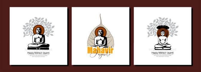 Vector illustration of Mahavir Jayanti Celebration. set of vector