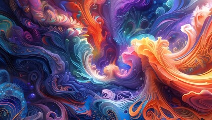Colorful original abstract painting created in Photoshop.