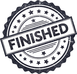 Finished Stamp Badge - Retro Vintage Round Seal for Completion Approval