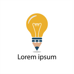 Creative Idea Logo – Light Bulb and Pencil Concept for Innovation and Design