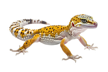 Naklejka premium Leopard Gecko Close-Up Isolated On Transparent Background