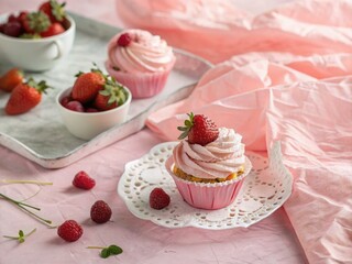 Pretty pink crumpled paper texture: an ideal background for showcasing vibrant food.