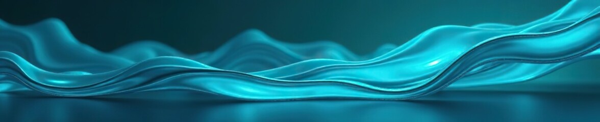 Obraz premium Abstract fluid elements with led teal illumination on corporate gradient background, shapes, creative