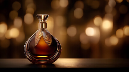 Elegant whiskey decanter showcase luxurious setting product photography warm lighting close-up decadence