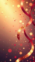 Abstract background with golden shiny glitters and falling ribbons in gradient colors, perfect for parties, celebrations, or special birthdays,  ribbon,  background
