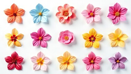 Beautiful flower icons in various colors and styles,  trendy,  elegant