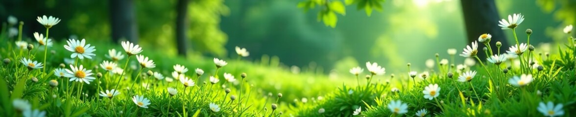 A serene landscape featuring a variety of white and green native plants in a natural setting,  landscape,  leaves