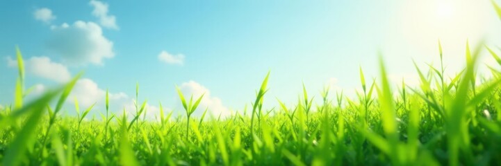 Fototapeta premium Softly swaying blades of grass stretch towards the sky amidst a gentle breeze, natural beauty , sunny day