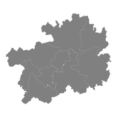 High Quality map of Guizhou is a province of China, with borders of the divisions