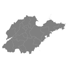 Obraz premium High Quality map of Shandong is a province of China, with borders of the divisions