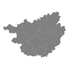 High Quality map of Guangxi is a province of China, with borders of the divisions