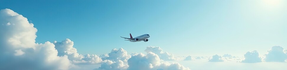 Airplane floating in midair on a clear background, perfect for overlaying onto any design or project,  travel,  jet