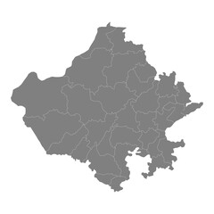 Obraz premium High Quality map of Rajasthan is a state of India, with borders of the districts