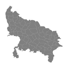 Obraz premium High Quality map of Uttar Pradesh is a state of India, with borders of the districts