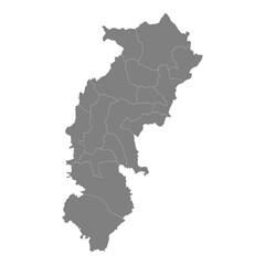 High Quality map of Chhattisgarh is a state of India, with borders of the districts