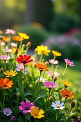Obraz premium A stunning wildflower display in a meticulously designed springtime garden, floral, landscape