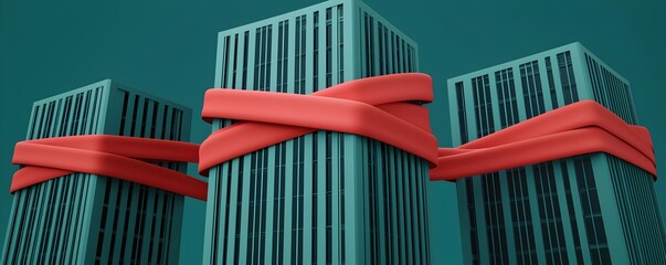 Tying Tall Buildings with Red Ribbons for Unique Architectural Concept