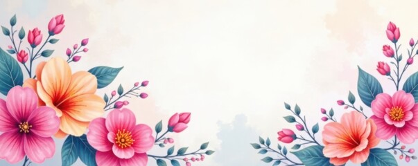 Obraz premium Watercolor Floral Background with Pastel Colors, background, texture