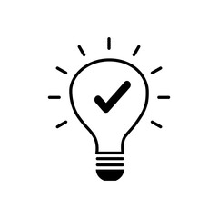 Idea icon. bulb with checkmark icon. Vector illustration design