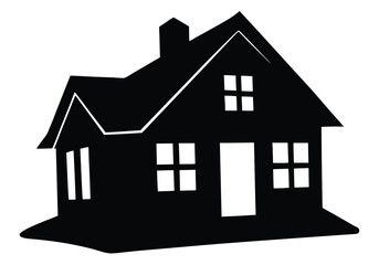 duplex house silhouette  isolated on white background