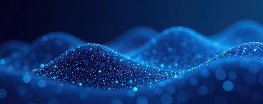 Abstract blue particles wave background with dynamic mesh design perfect for big data technology Soft wave line pattern ideal for website landing page backgrounds,  landing page,  big data technology
