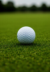 golf ball on green, Close up golf ball on green grass field