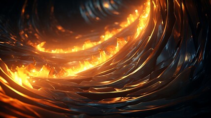 Fiery Vortex: Abstract Ring of Burning Liquid Light