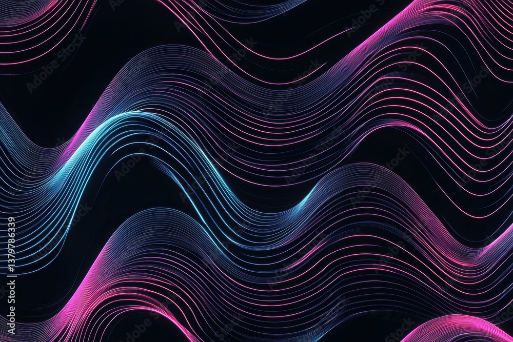 Aufkleber moving glowing neon pattern over dark background creates captivating visual effects, glowing neon pa