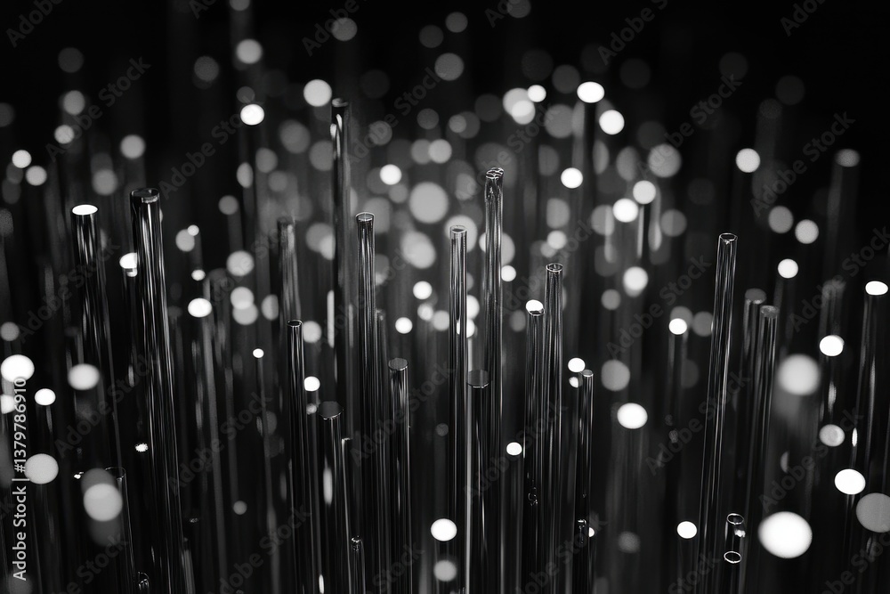 Leinwandbilder Abstract animation displaying hundreds of luminous particles in a dynamic arrangement, Animation depicting hundreds of abstract particles with tails fooatge