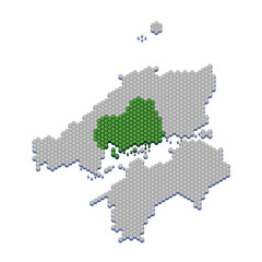 ハニカム構造状の広島県の地図