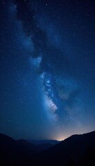 Fototapeta premium Celestial vastness of stars and galaxies in dark blue sky at night, celestial, universe, galaxies