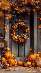 Obraz premium 58. A warm Thanksgiving rustic-themed banner
