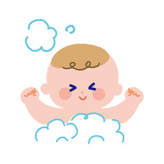 お風呂で洗われる赤ちゃん線なし
