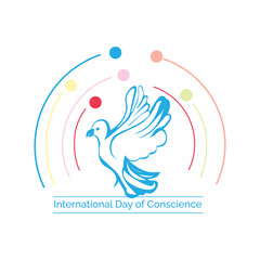 International Day of Conscience vector, illustration. April 5. Dove bird and circles and dots design concept.