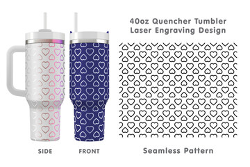 Seamless laser engraving design for 40oz quencher tumbler. Abstract tileable pattern. Full tumbler wrap. Vector illustration.