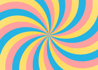 曲線のサンバースト、ハーフトーンのドット柄、スターバースト
