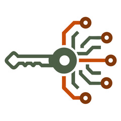 Obraz premium Digital Key Design with Circuit Patterns on White Background