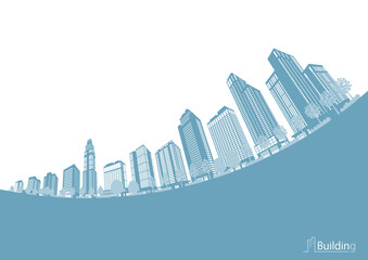 街並みのシルエットイラスト. 大都市のイメージイラスト.