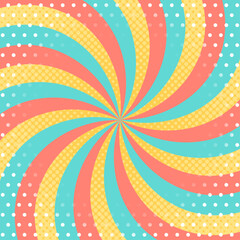 曲線のサンバースト、ハーフトーンのドット柄、ドットのパターン、正方形サイズ