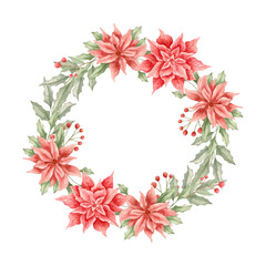 Watercolor Christmas floral frame