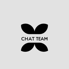 Naklejka premium Black leaf like design with chat team text in the middle