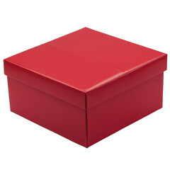 Bright Red Gift Box with Lid on a White Background for Presenting Gifts
