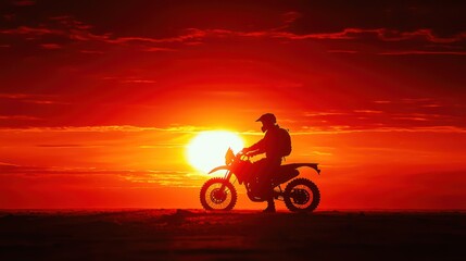 Obraz premium Silhouette of biker at sunset