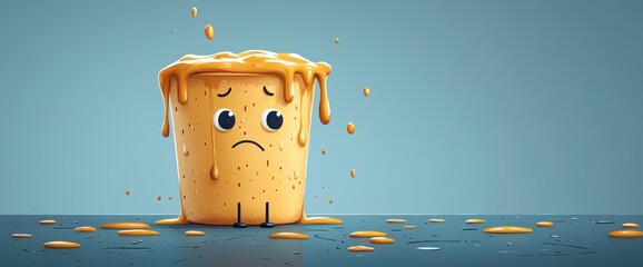 Spilled liquid from a sad container