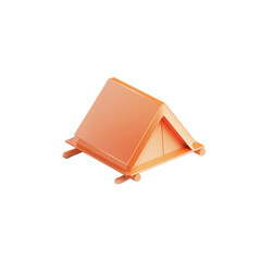 Minimalist Camping Tent Icon in Warm Orange Color for Outdoors
