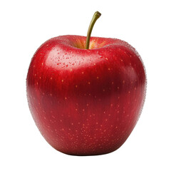 Fresh Red Apple with Water Drops on a White Background