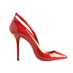 Elegant red high heel shoe with glossy finish and stylish design